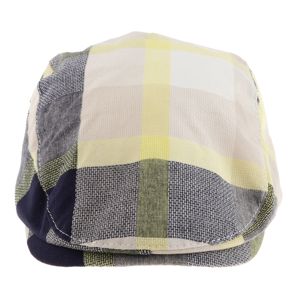 Children's Beret Retro Plaid Hat for Baby Children's Cap Yellow plaid
