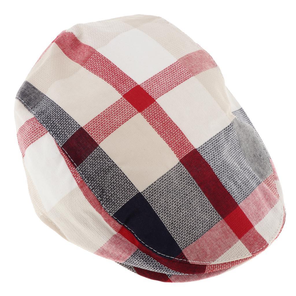 Children's Beret Retro Plaid Hat for Baby Children's Cap Red plaid