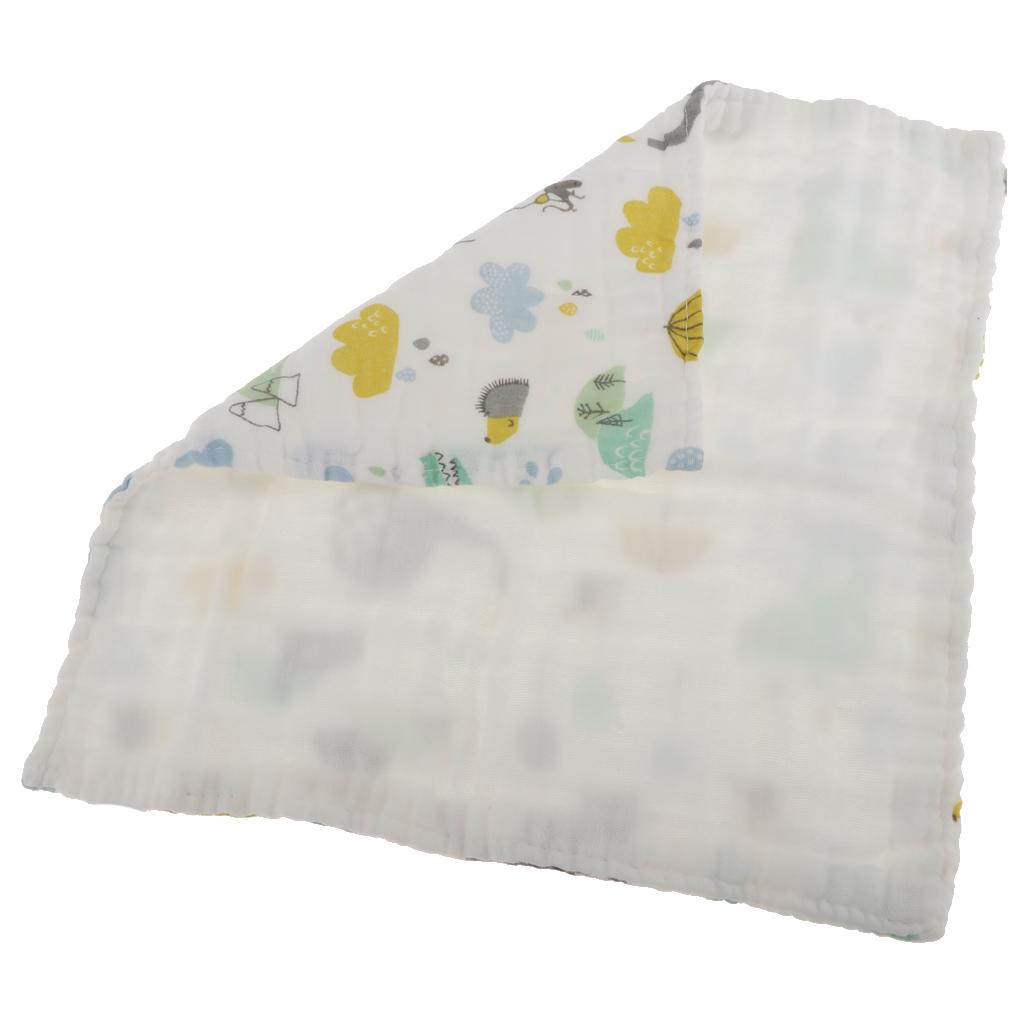 Six Layer Printed Square Cotton Towel Baby Saliva Towel Green umbrella