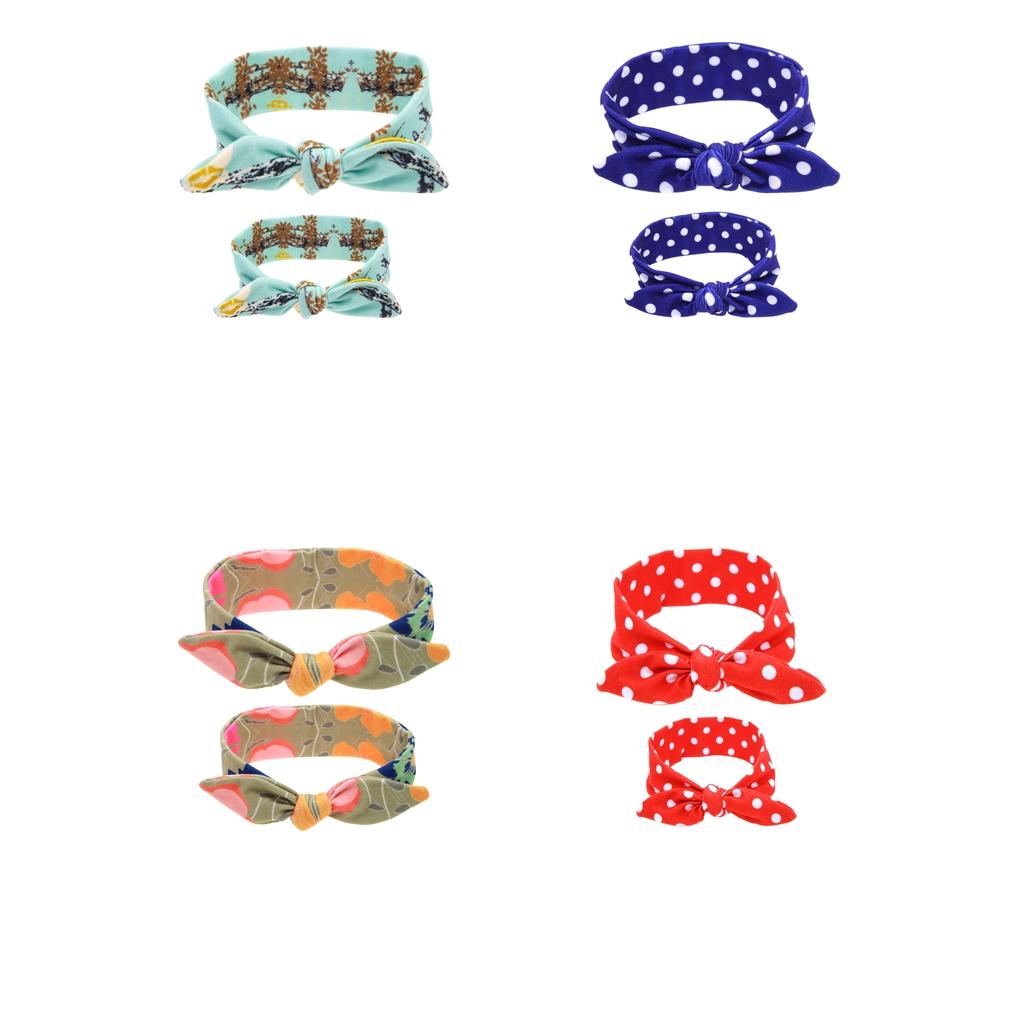 2Pcs Mom & Daughter Bow Knot Headband Hair Band Accessories Red Dot