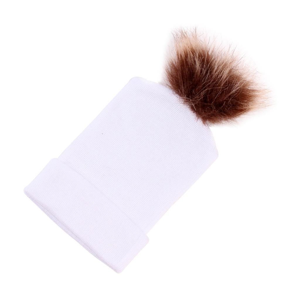 Cute Newborn Baby Soft Comfy Ball Hospital Cap Warm Beanie Hat White