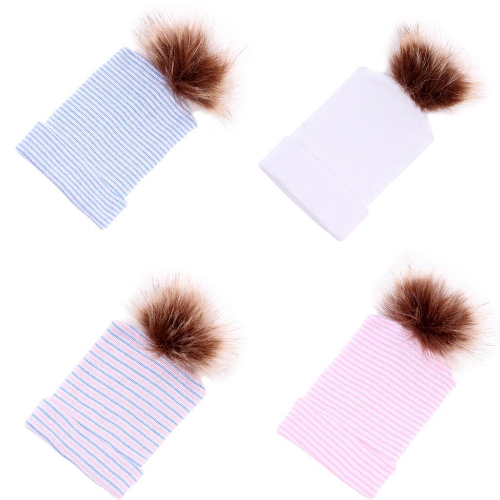Cute Newborn Baby Soft Comfy Ball Hospital Cap Warm Beanie Hat Blue