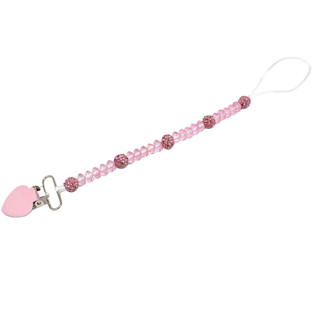 3 Pieces Baby Pacifier Crystal Pacifier Chain Clip Pink Blue White