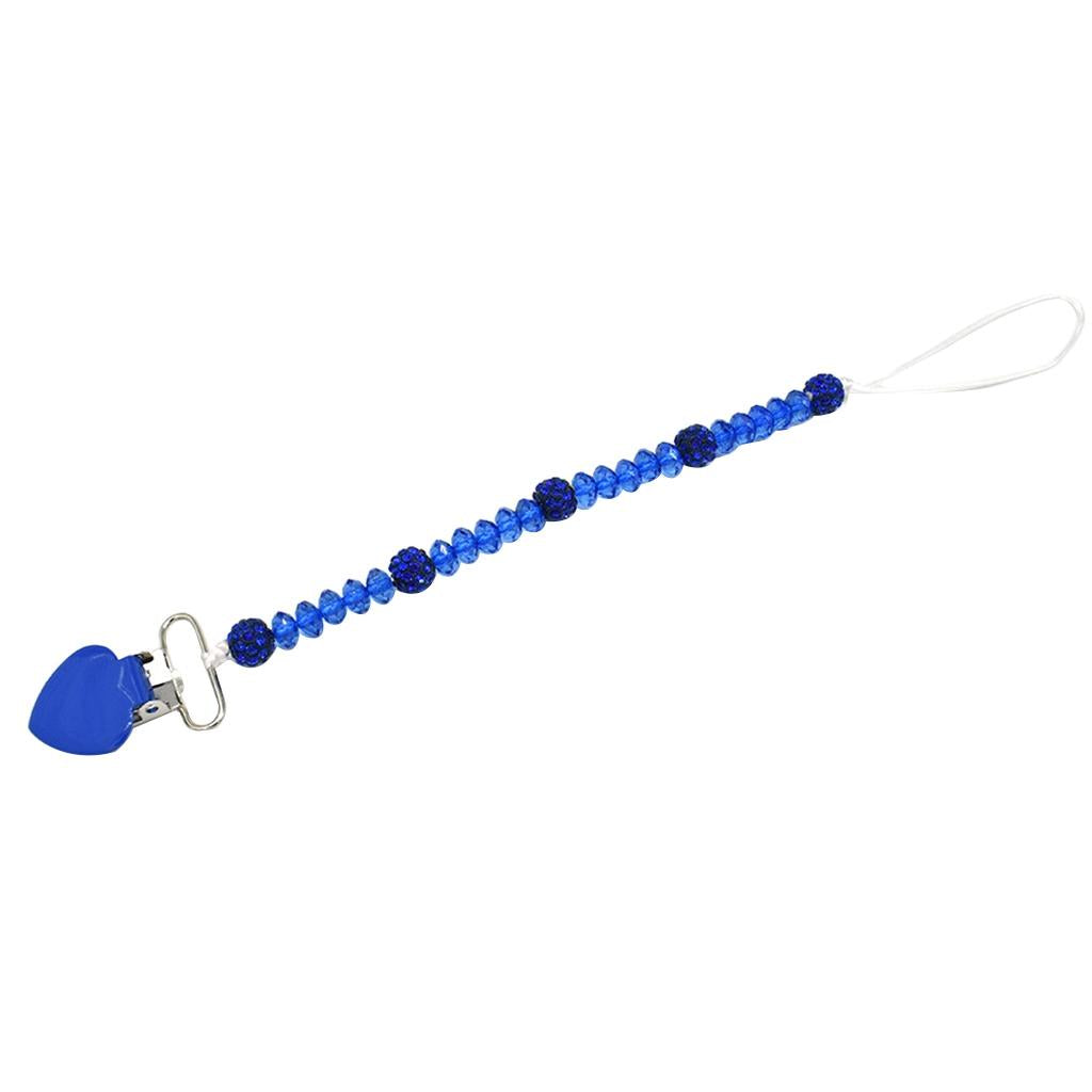 3 Pieces Baby Pacifier Crystal Pacifier Chain Clip Blue Rose red Yellow