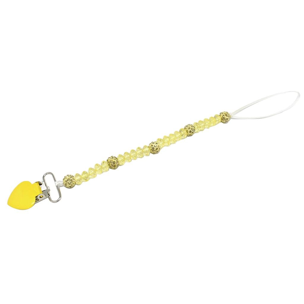 3 Pieces Baby Pacifier Crystal Pacifier Chain Clip Blue Rose red Yellow