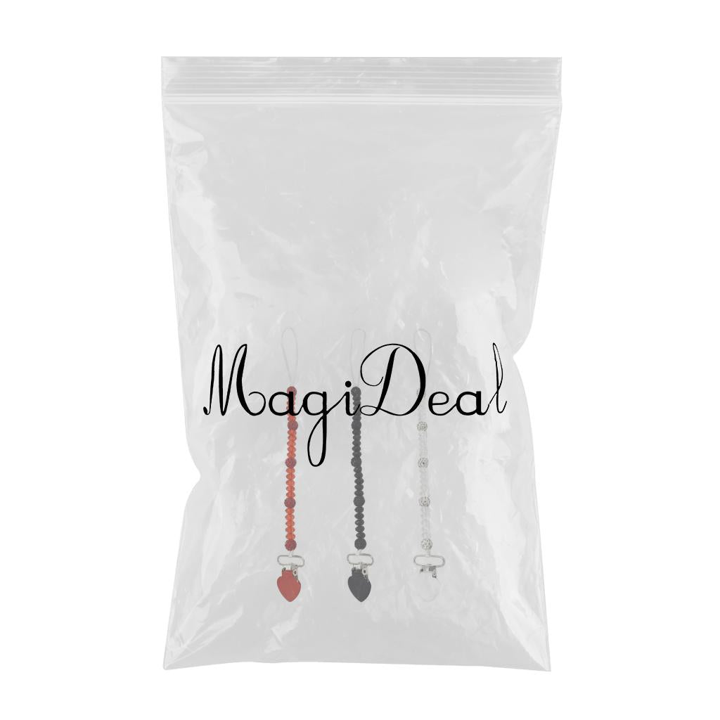 3 Pieces Baby Pacifier Crystal Pacifier Chain Clip Black White Red