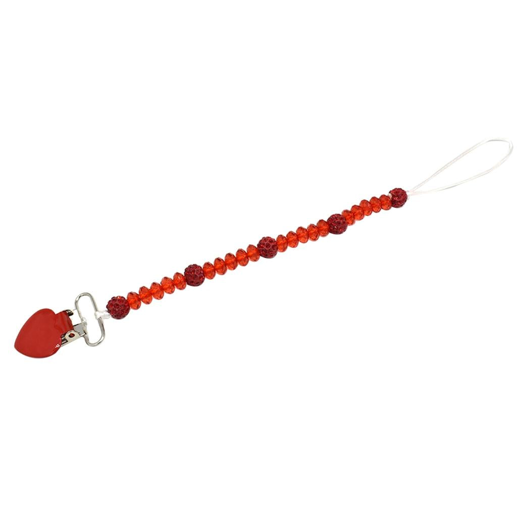 3 Pieces Baby Pacifier Crystal Pacifier Chain Clip Red Blue Rose red