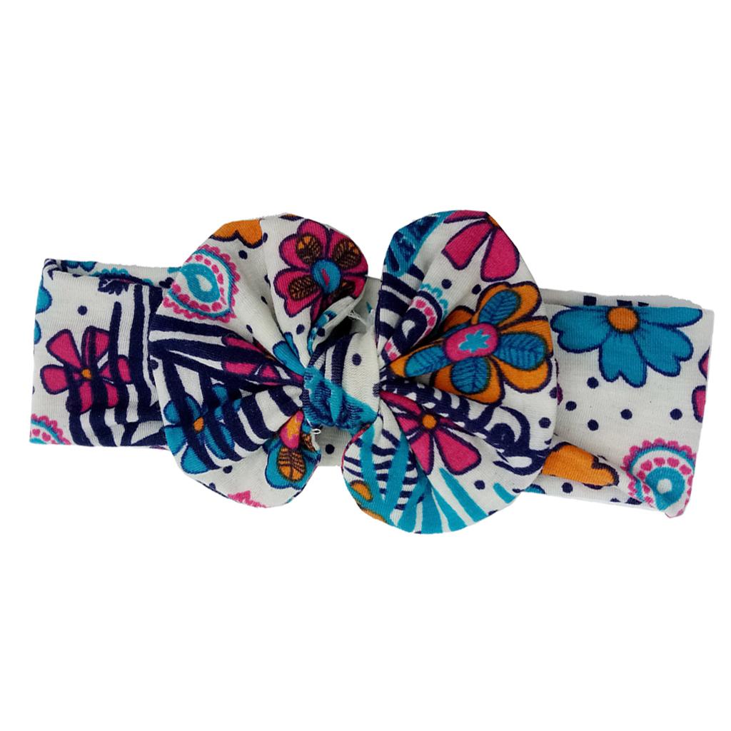 Cute Infant Girls Colorful Printed Flower Cotton Bow Baby Hair Band Style-1