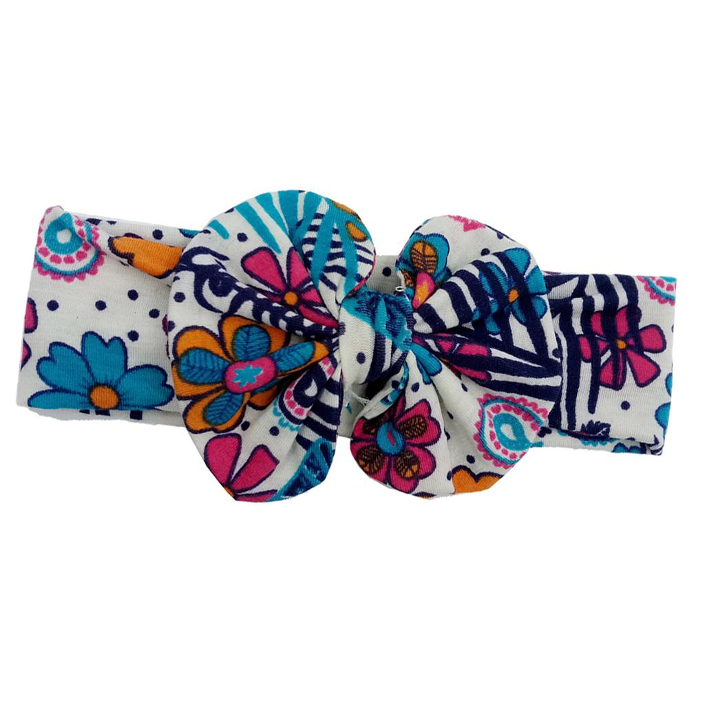 Cute Infant Girls Colorful Printed Flower Cotton Bow Baby Hair Band Style-1