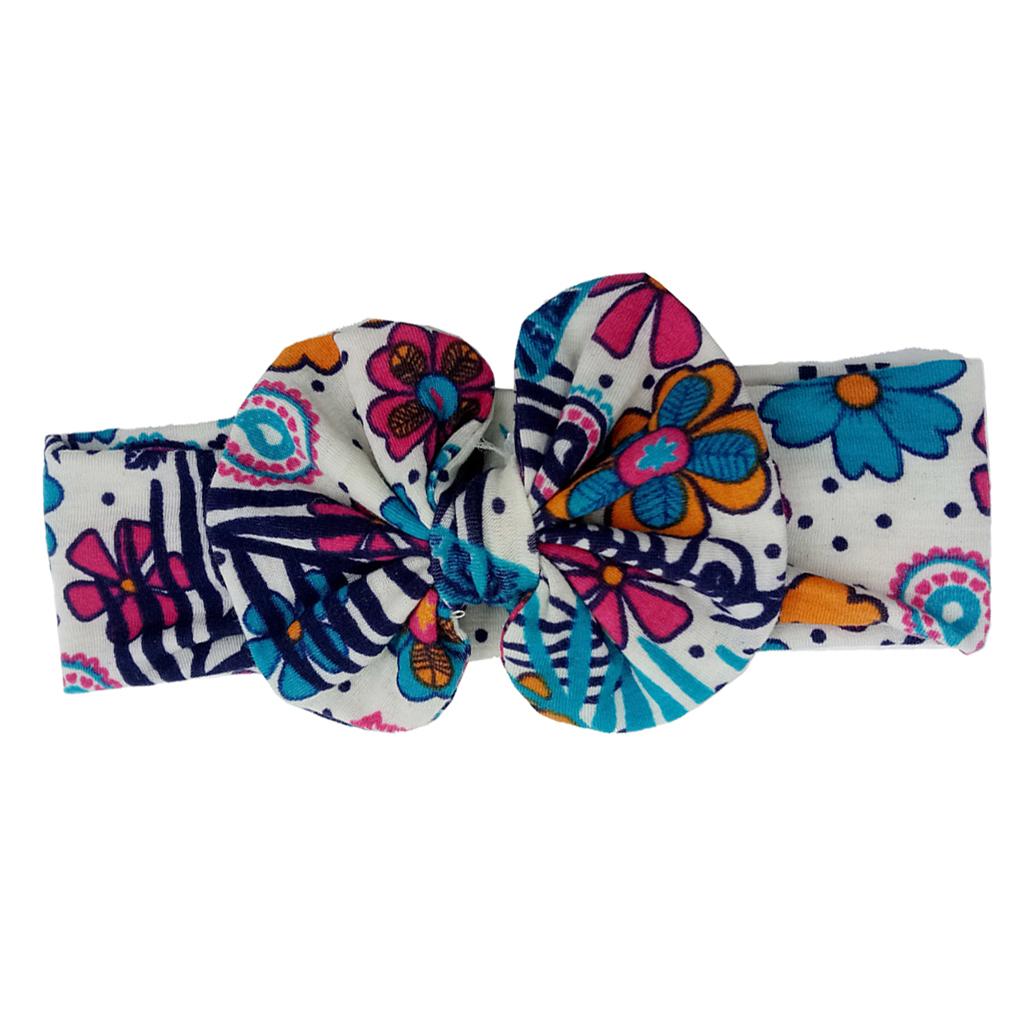 Cute Infant Girls Colorful Printed Flower Cotton Bow Baby Hair Band Style-1