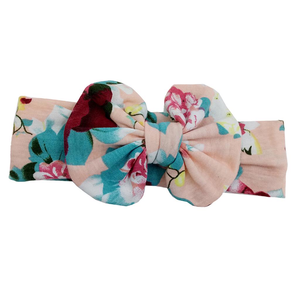 Cute Infant Girls Colorful Printed Flower Cotton Bow Baby Hair Band Style-2