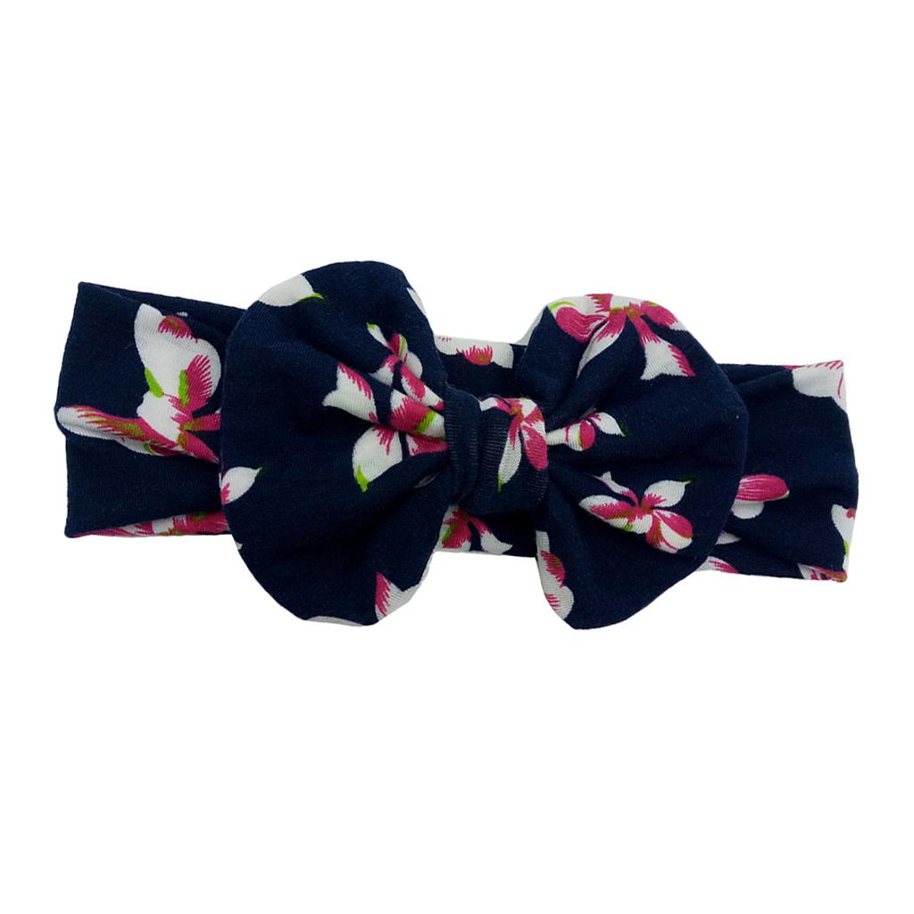 Cute Infant Girls Colorful Printed Flower Cotton Bow Baby Hair Band Style-3
