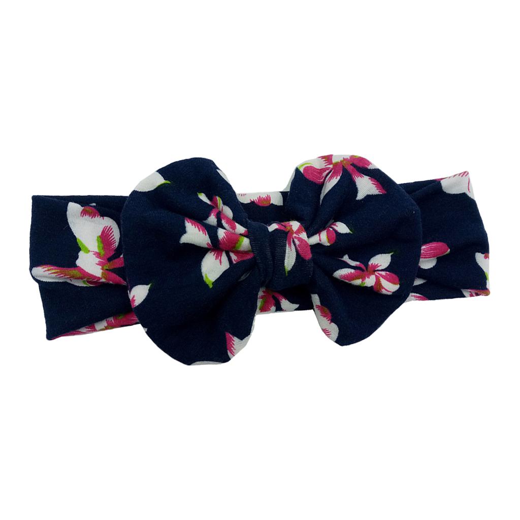 Cute Infant Girls Colorful Printed Flower Cotton Bow Baby Hair Band Style-3