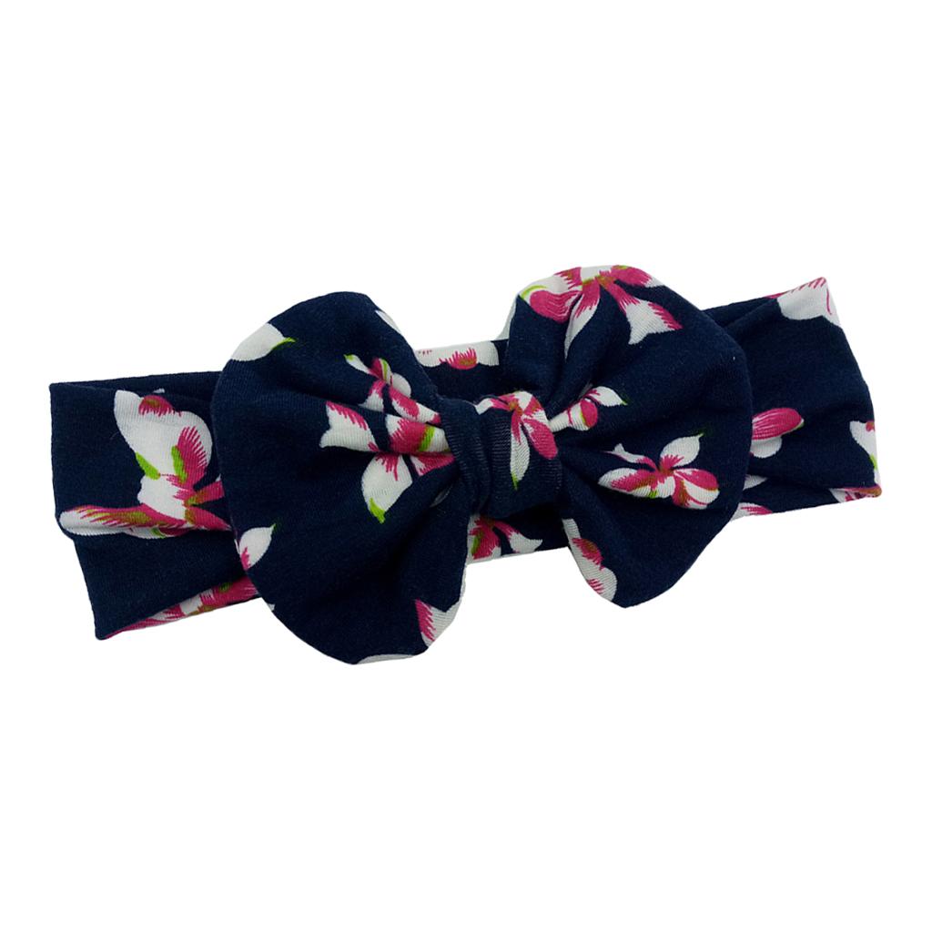Cute Infant Girls Colorful Printed Flower Cotton Bow Baby Hair Band Style-3