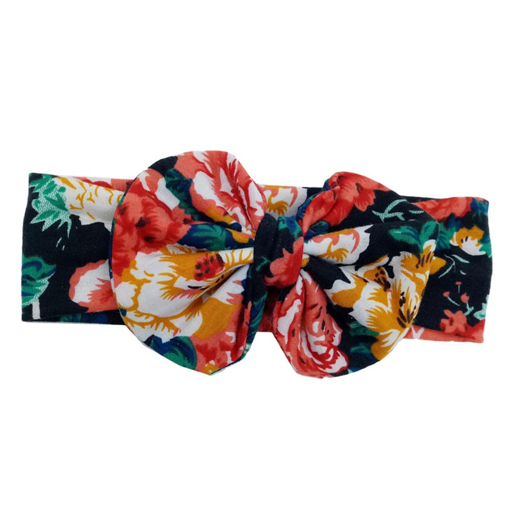 Cute Infant Girls Colorful Printed Flower Cotton Bow Baby Hair Band Style-5