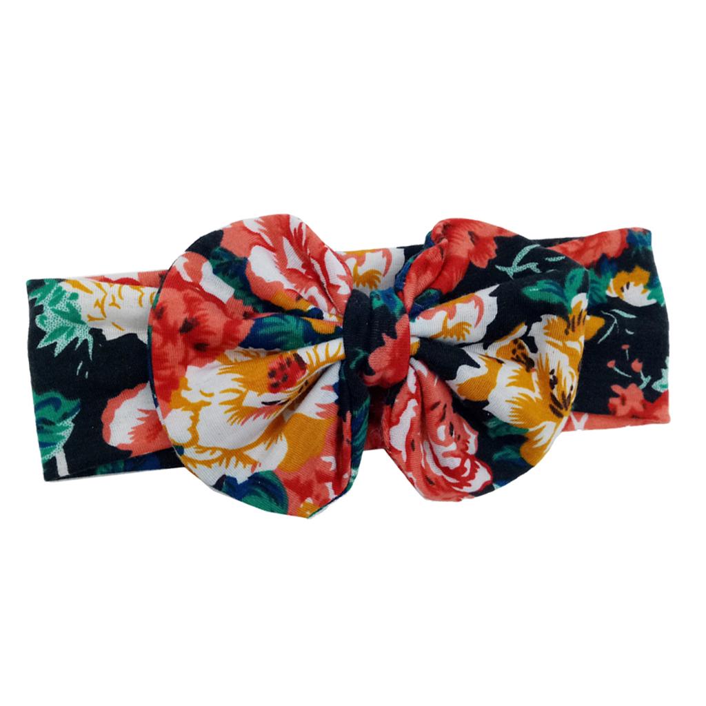 Cute Infant Girls Colorful Printed Flower Cotton Bow Baby Hair Band Style-5