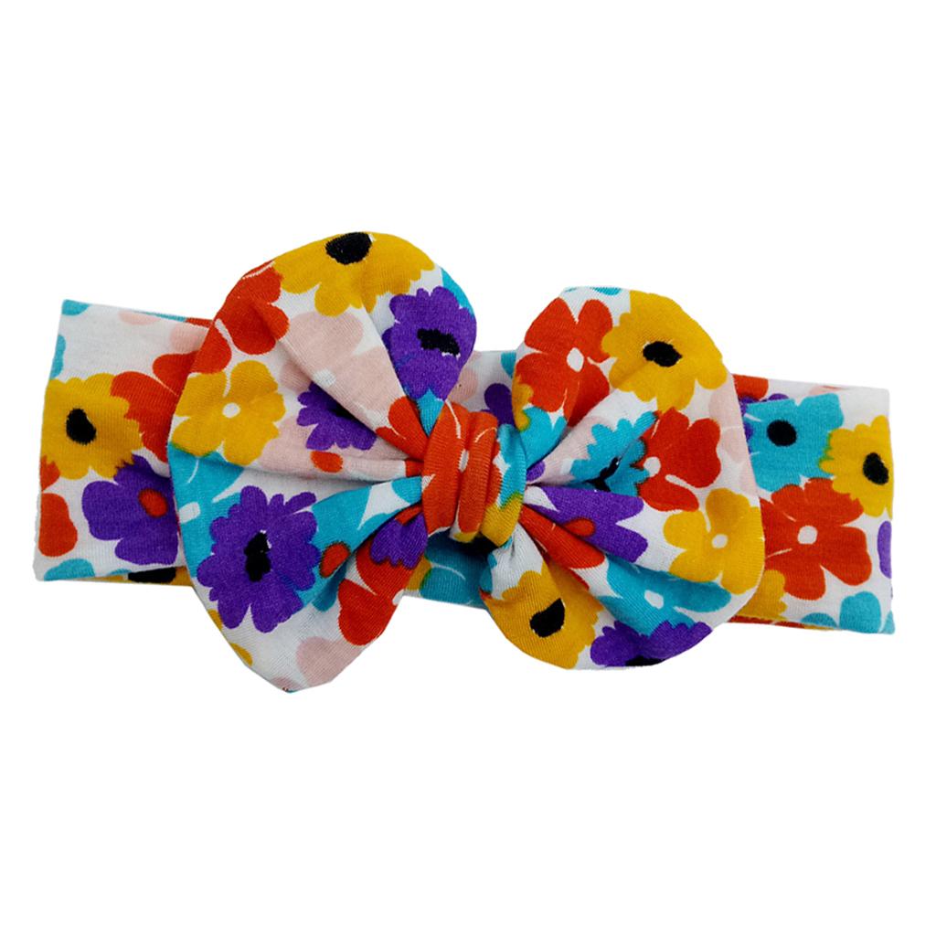 Cute Infant Girls Colorful Printed Flower Cotton Bow Baby Hair Band Style-6