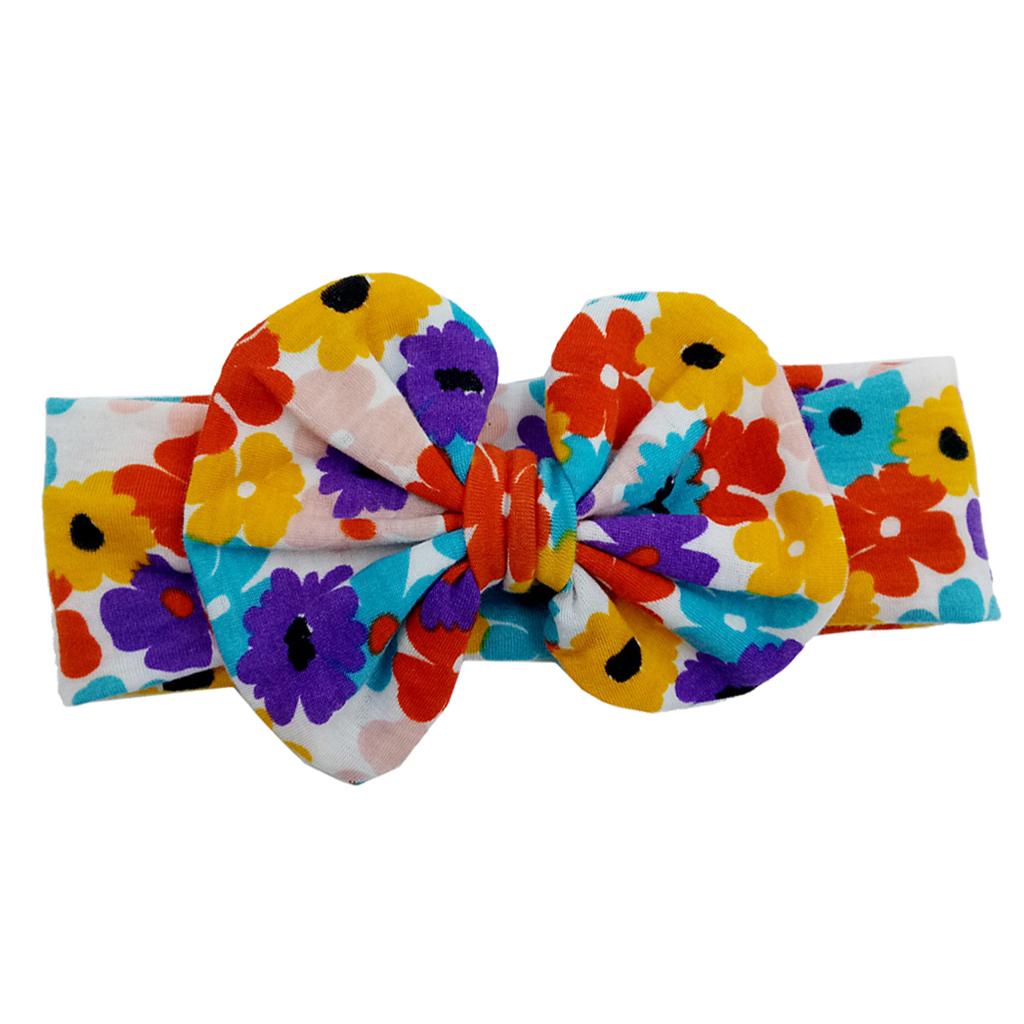 Cute Infant Girls Colorful Printed Flower Cotton Bow Baby Hair Band Style-6