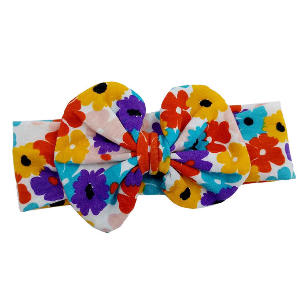 Cute Infant Girls Colorful Printed Flower Cotton Bow Baby Hair Band Style-6