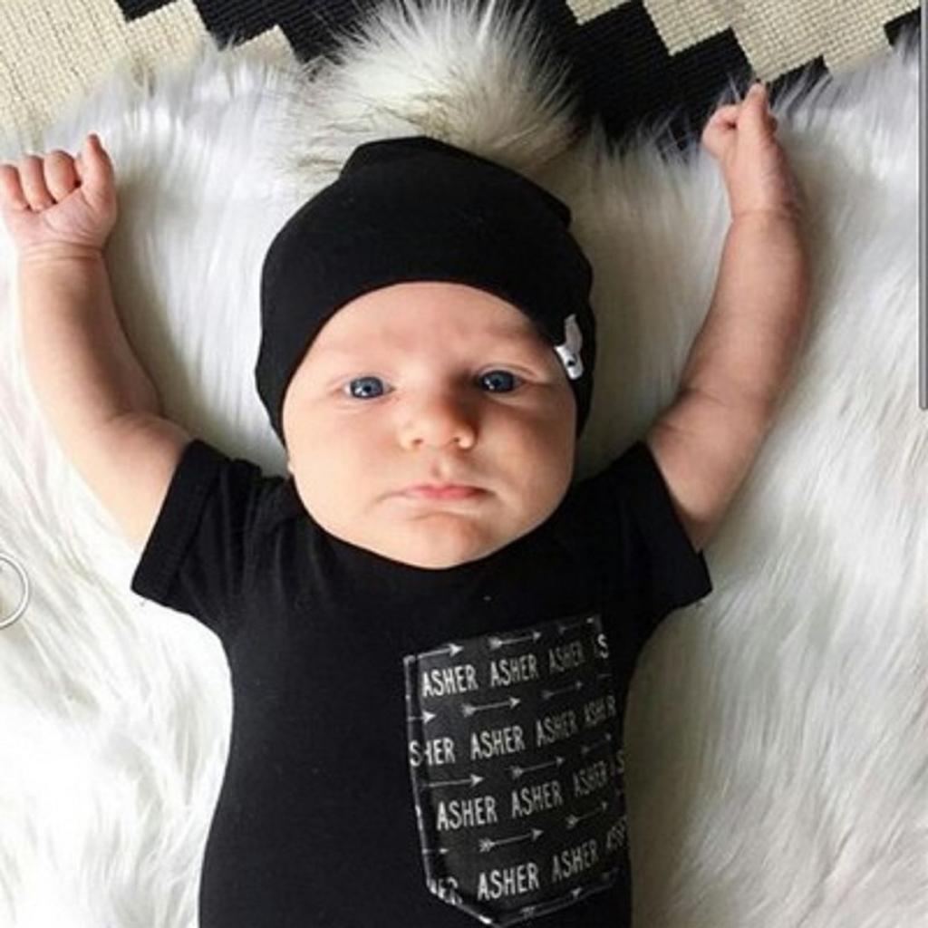 Baby Hat Faux Fur Baby Cap Cotton Pompom Bobble Hat for Kids Black