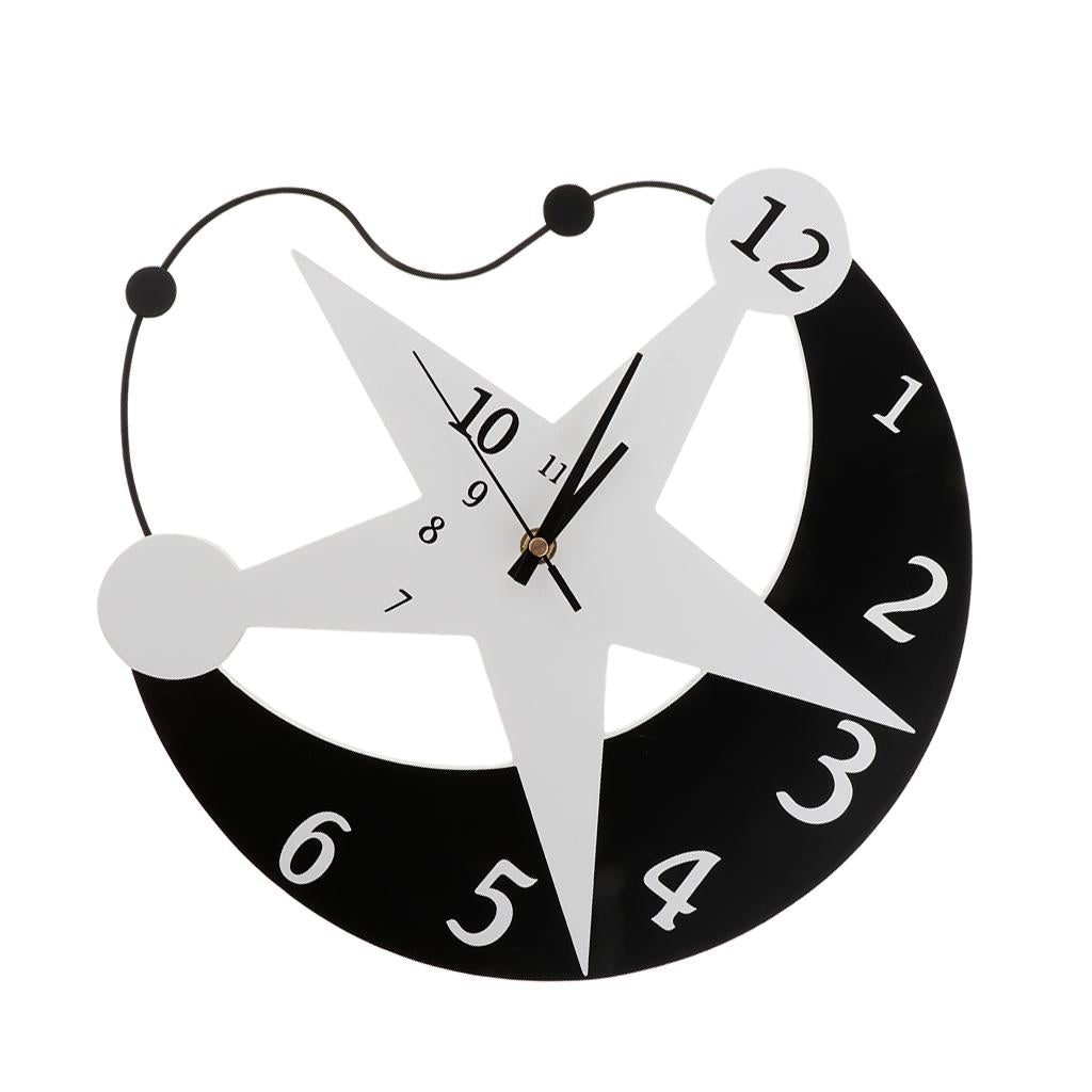 Wooden wall clock creative living room wall clock bedroom decorative Star