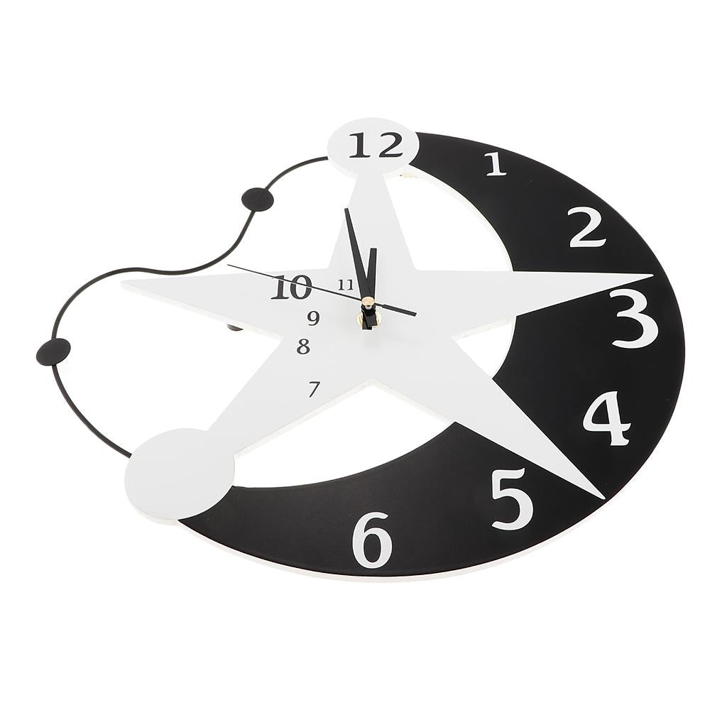 Wooden wall clock creative living room wall clock bedroom decorative Star