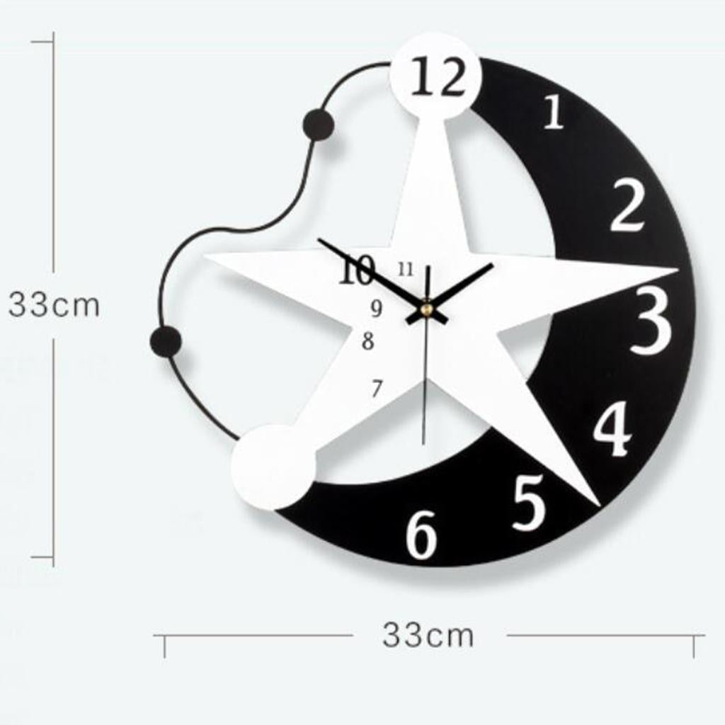 Wooden wall clock creative living room wall clock bedroom decorative Star