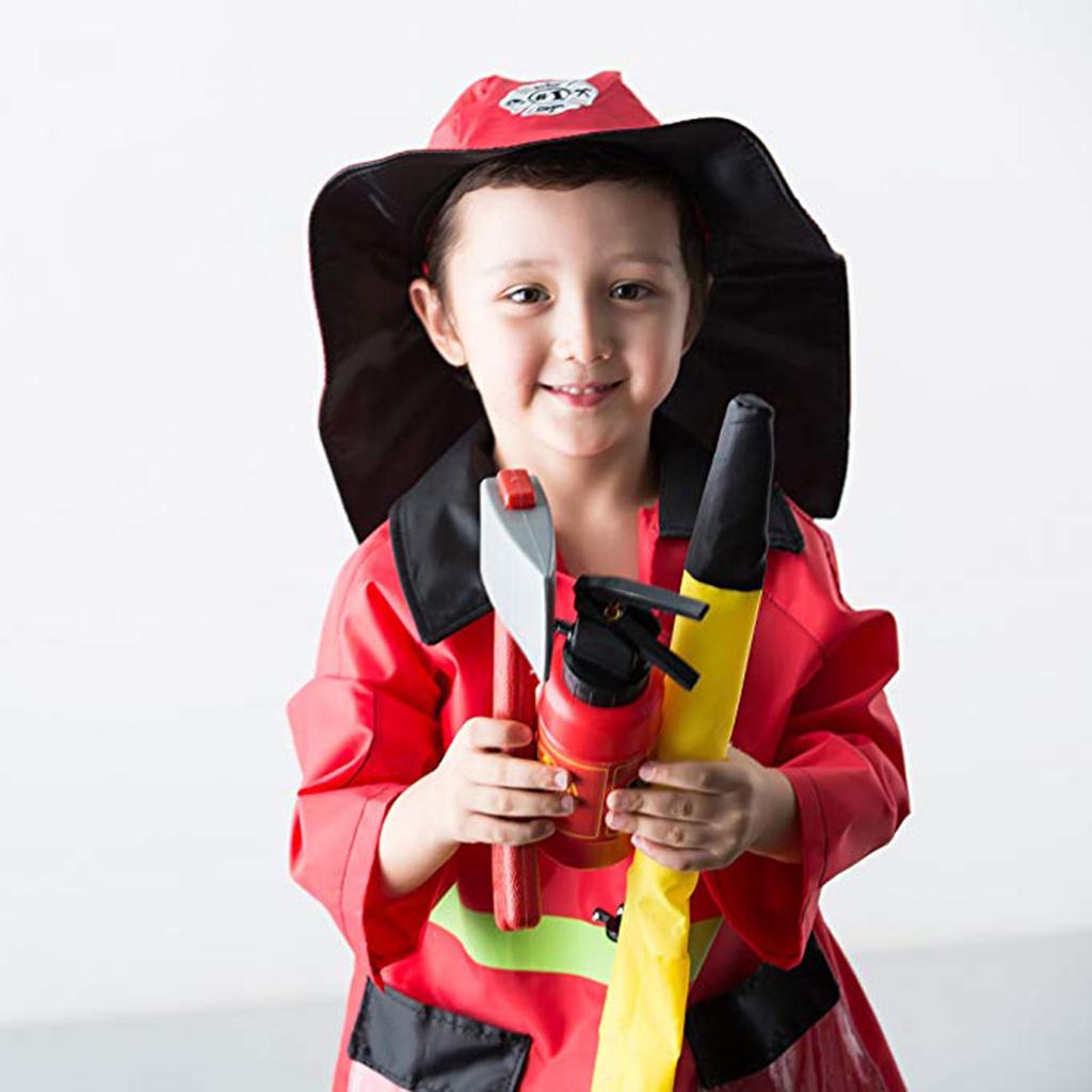 9pcs: Clothes Hat Walkie-talkie, etc Fireman Chief Dress-Up Uniform Cosplay Outfit For Children Role Playing