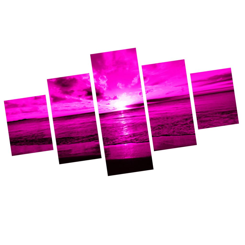 Purple Sunset Sea Waves Canvas Print Beach Seascape Art Painting Home Decor