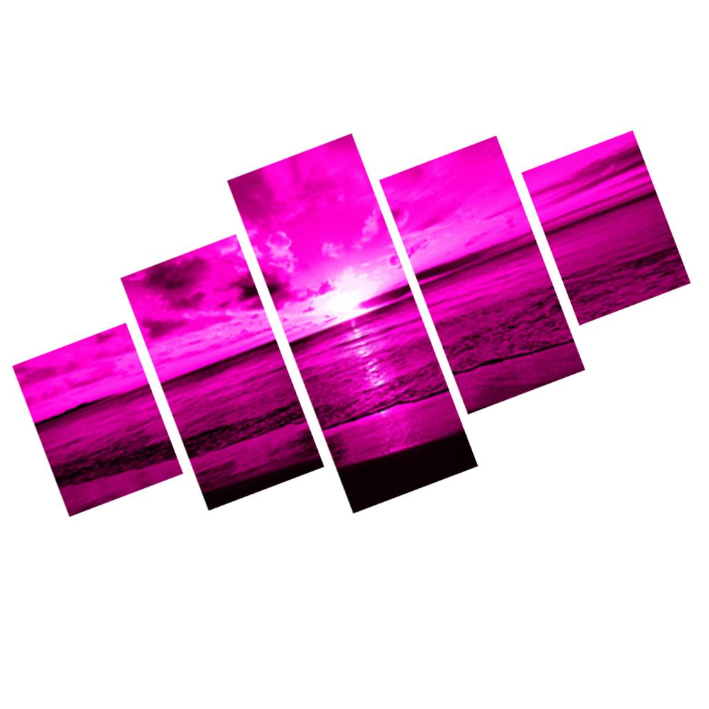 Purple Sunset Sea Waves Canvas Print Beach Seascape Art Painting Home Decor