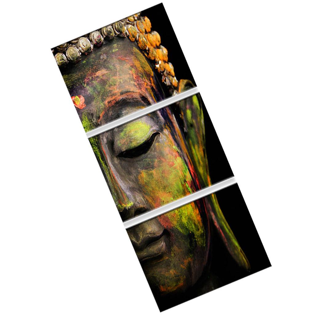 3 Panels Modern Buddha Head Portrait Painting Printed on Canvas Home Decor