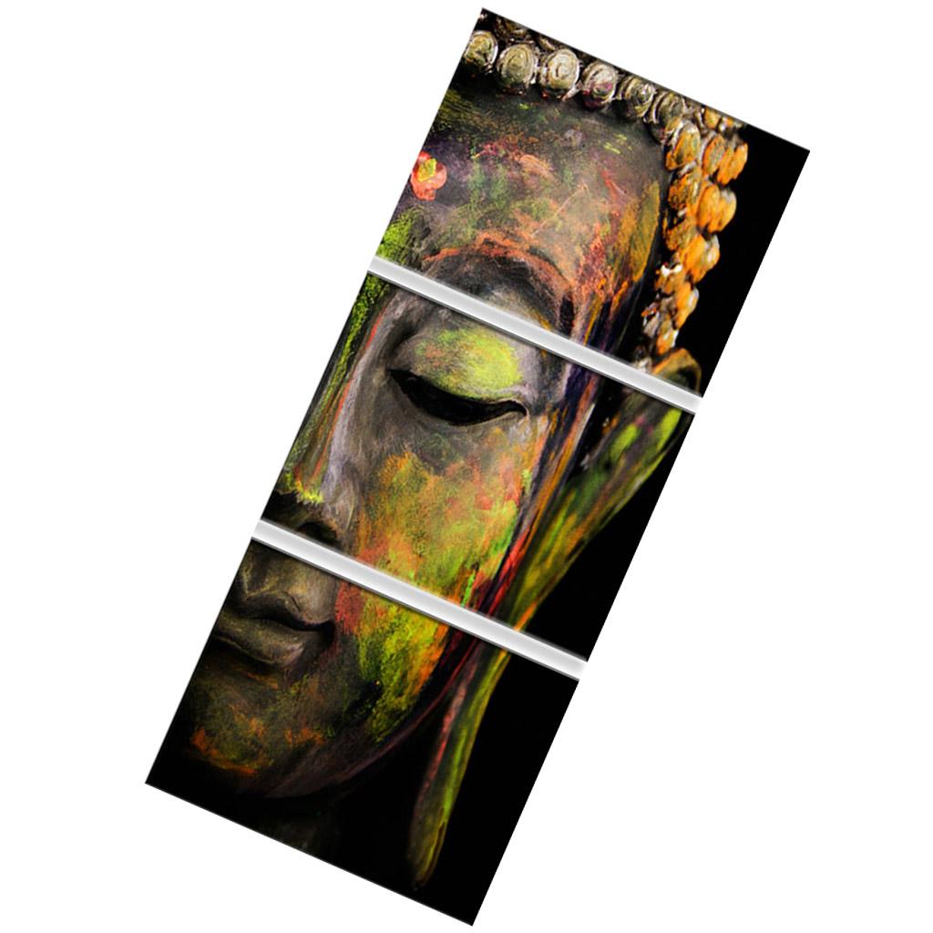 3 Panels Modern Buddha Head Portrait Painting Printed on Canvas Home Decor