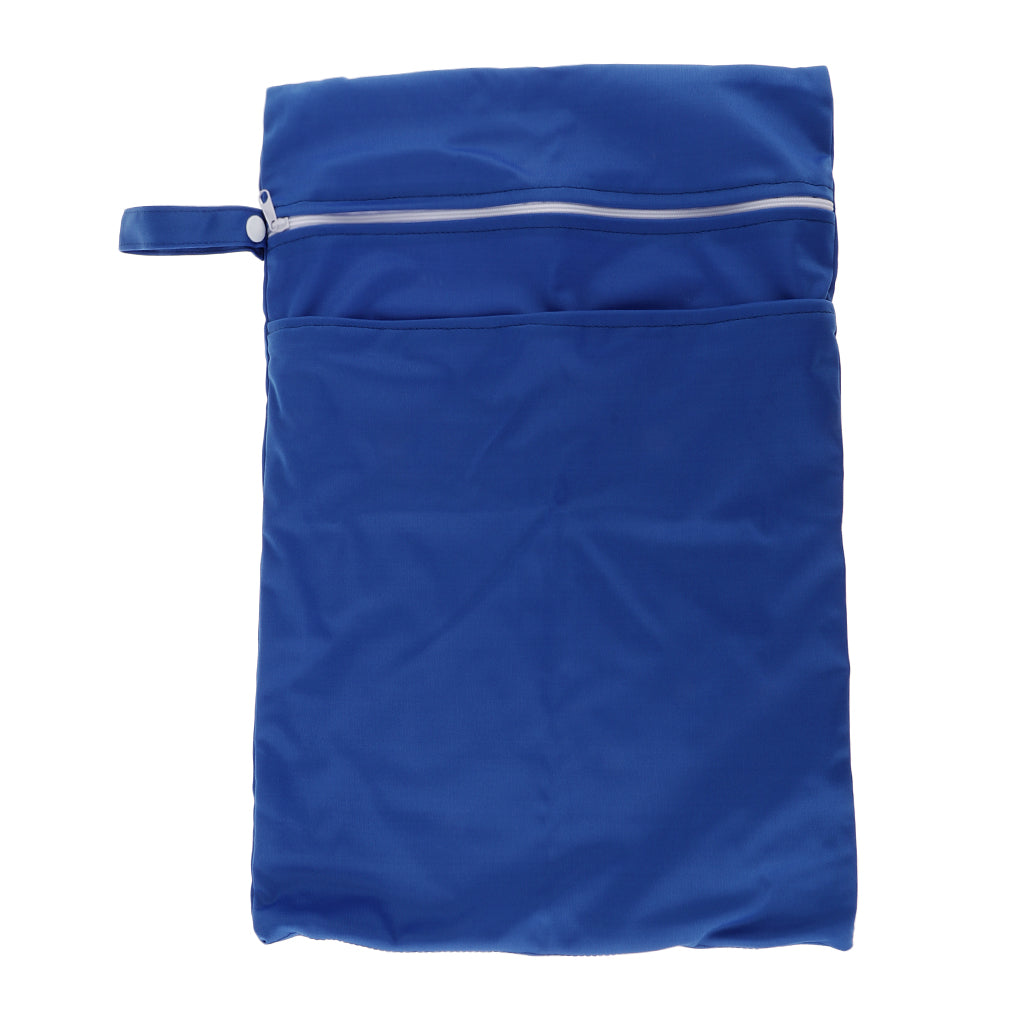 Double Zipper Infant Cloth Diaper Nappy Wet Dry Bag Swimer Tote Blue