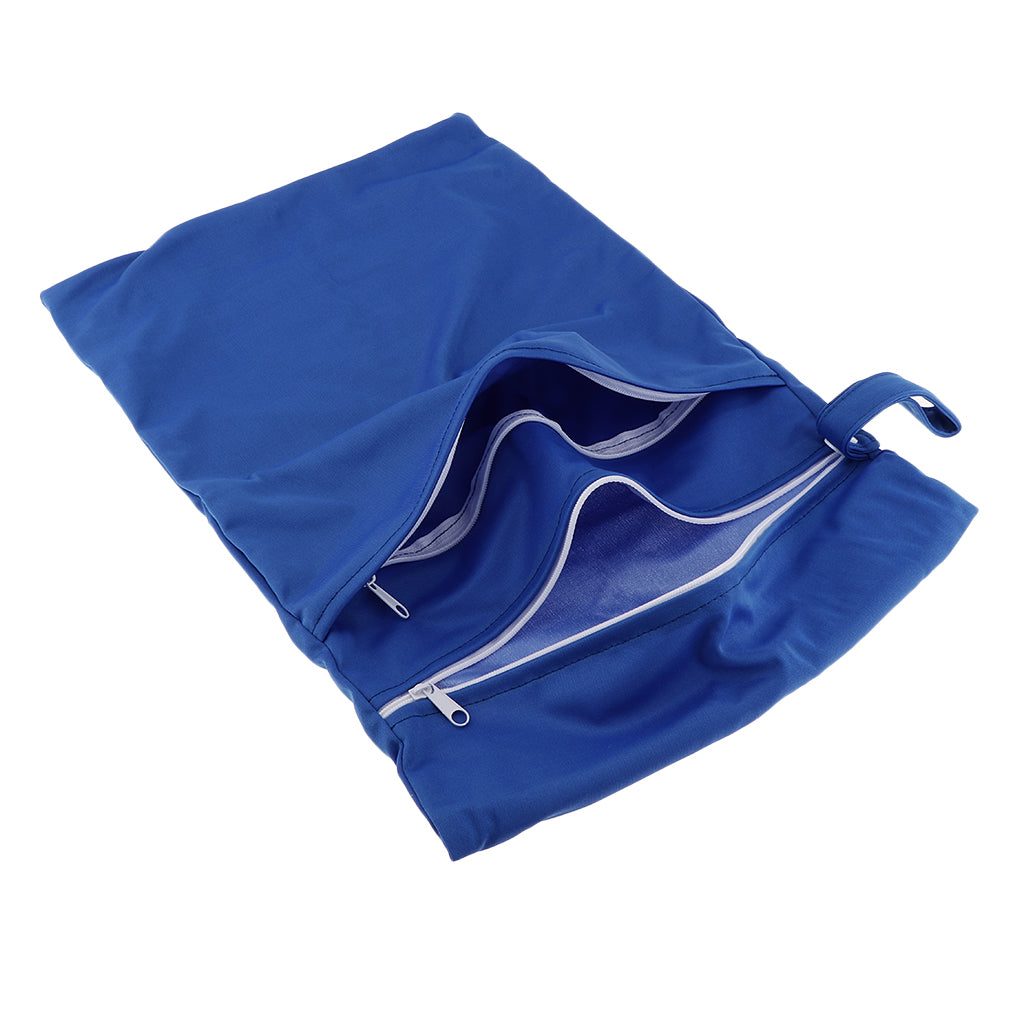Double Zipper Infant Cloth Diaper Nappy Wet Dry Bag Swimer Tote Blue