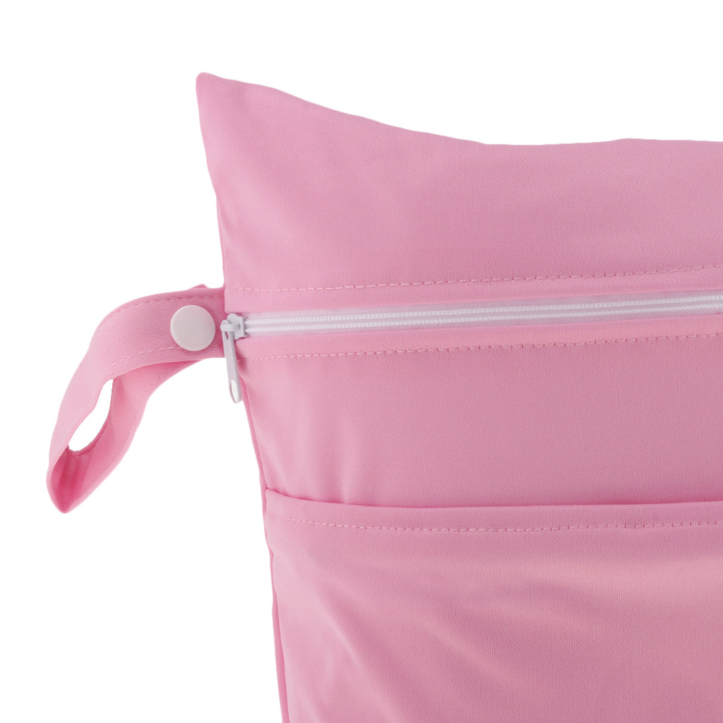 Double Zipper Infant Cloth Diaper Nappy Wet Dry Bag Swimer Tote Pink