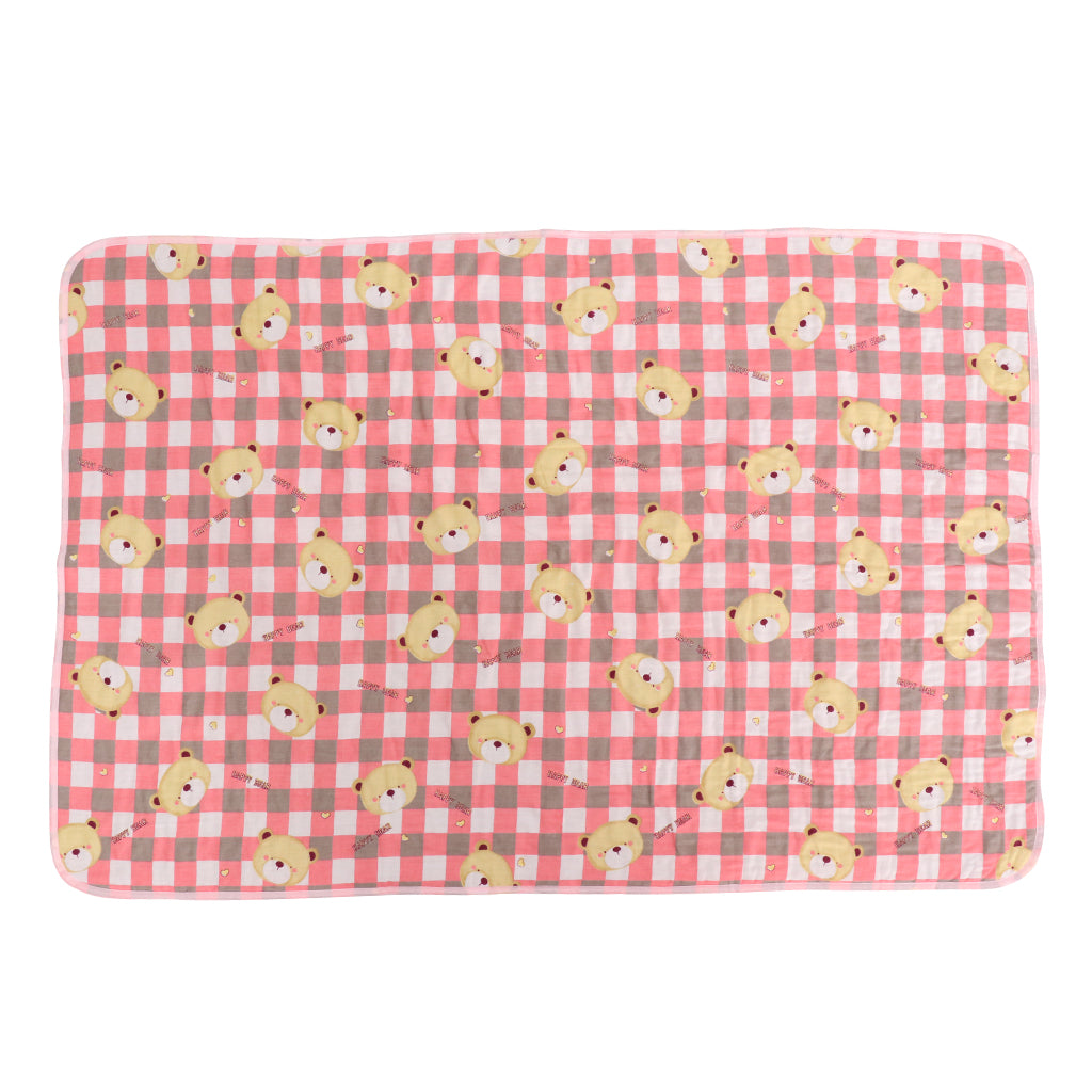 Infant Baby Cotton Waterproof Urine Mat Nappy Cover Changing Pad Plaid Bear