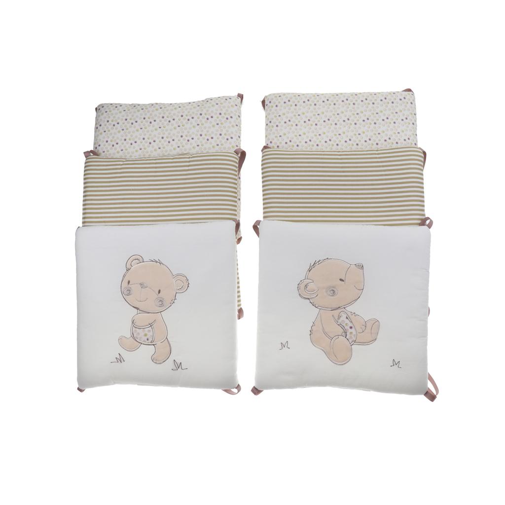 6PCs Baby Crib Bumper Cotton Infant Bed Cot Protector Bear