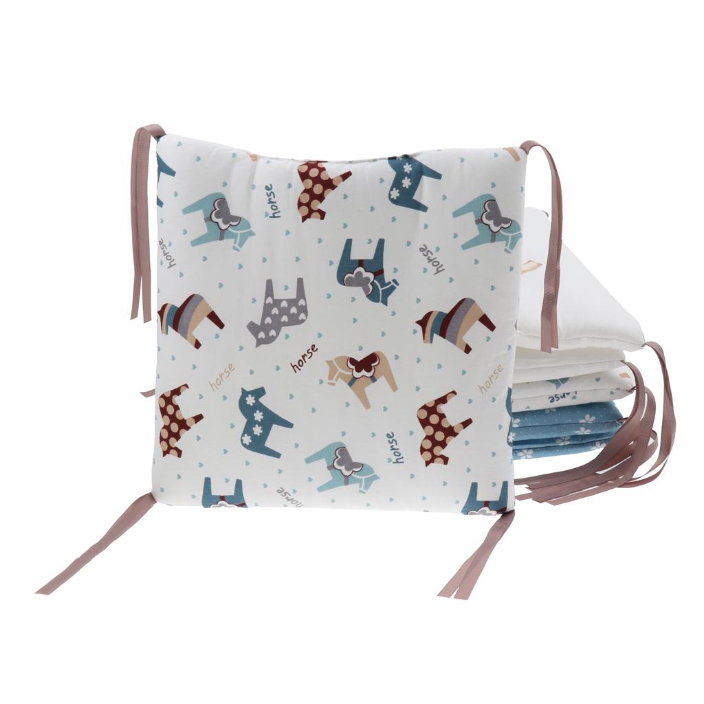 6PCs Baby Crib Bumper Cotton Infant Bed Cot Protector Horse