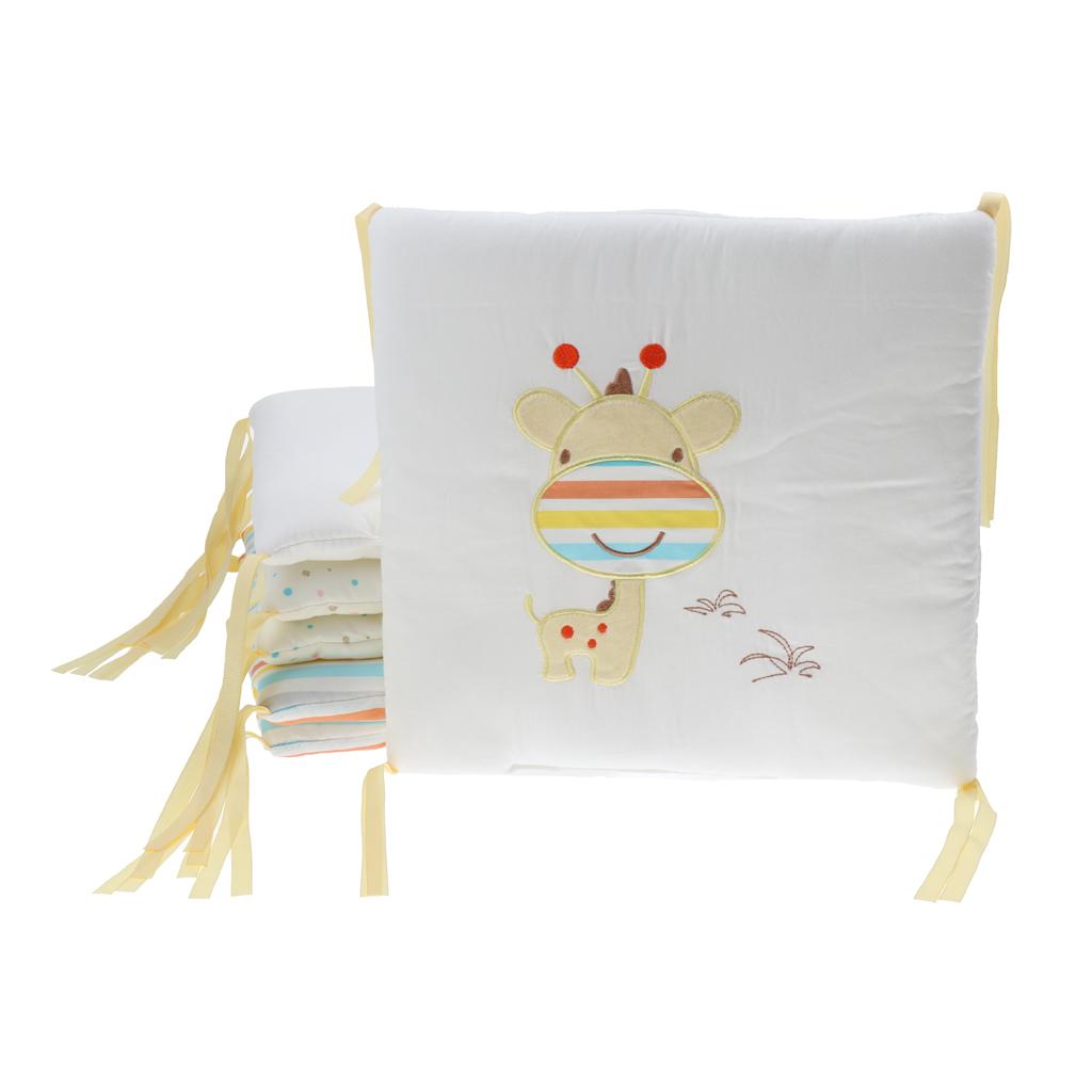 6PCs Baby Crib Bumper Cotton Infant Bed Cot Protector Giraffe