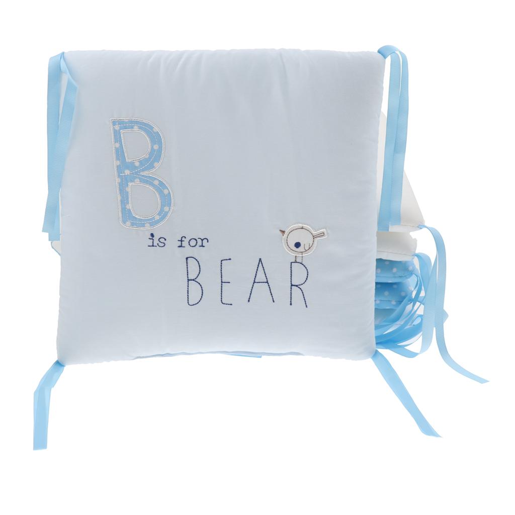 6PCs Baby Crib Bumper Cotton Infant Bed Cot Protector Blue bear