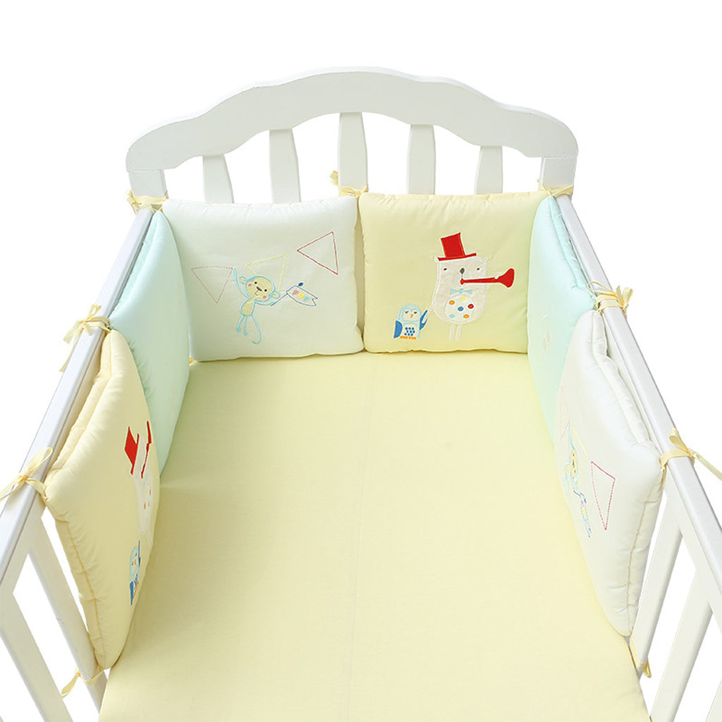6PCs Baby Crib Bumper Cotton Infant Bed Cot Protector Musical