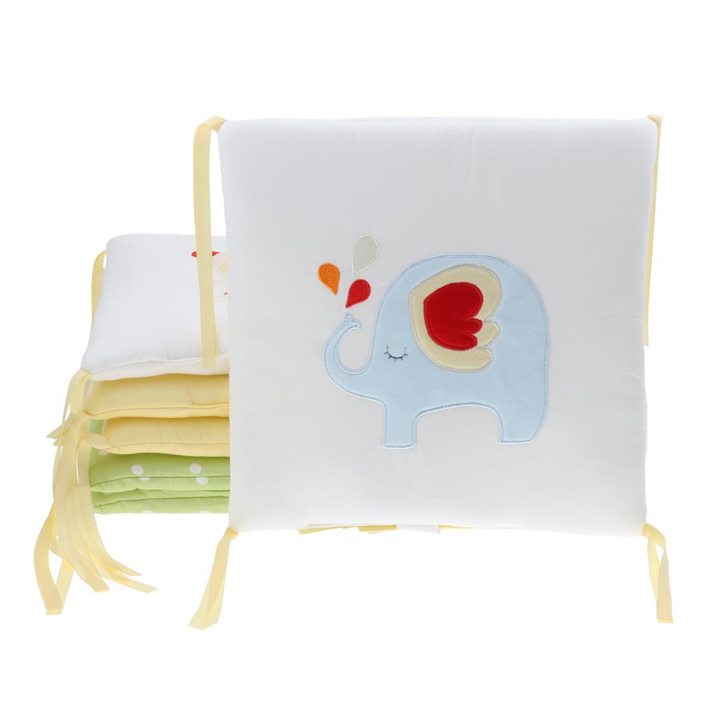 6PCs Baby Crib Bumper Cotton Infant Bed Cot Protector Elephant and Monkey