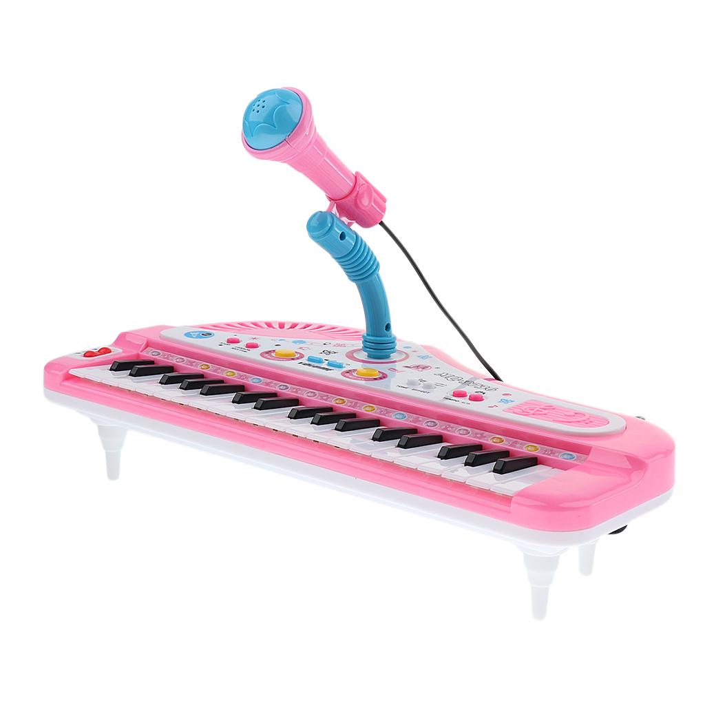 37 Keys Plastic Electronic Organ Keyboard Kit With Microphone, Kids Toddler Early Musical Toy Gift
