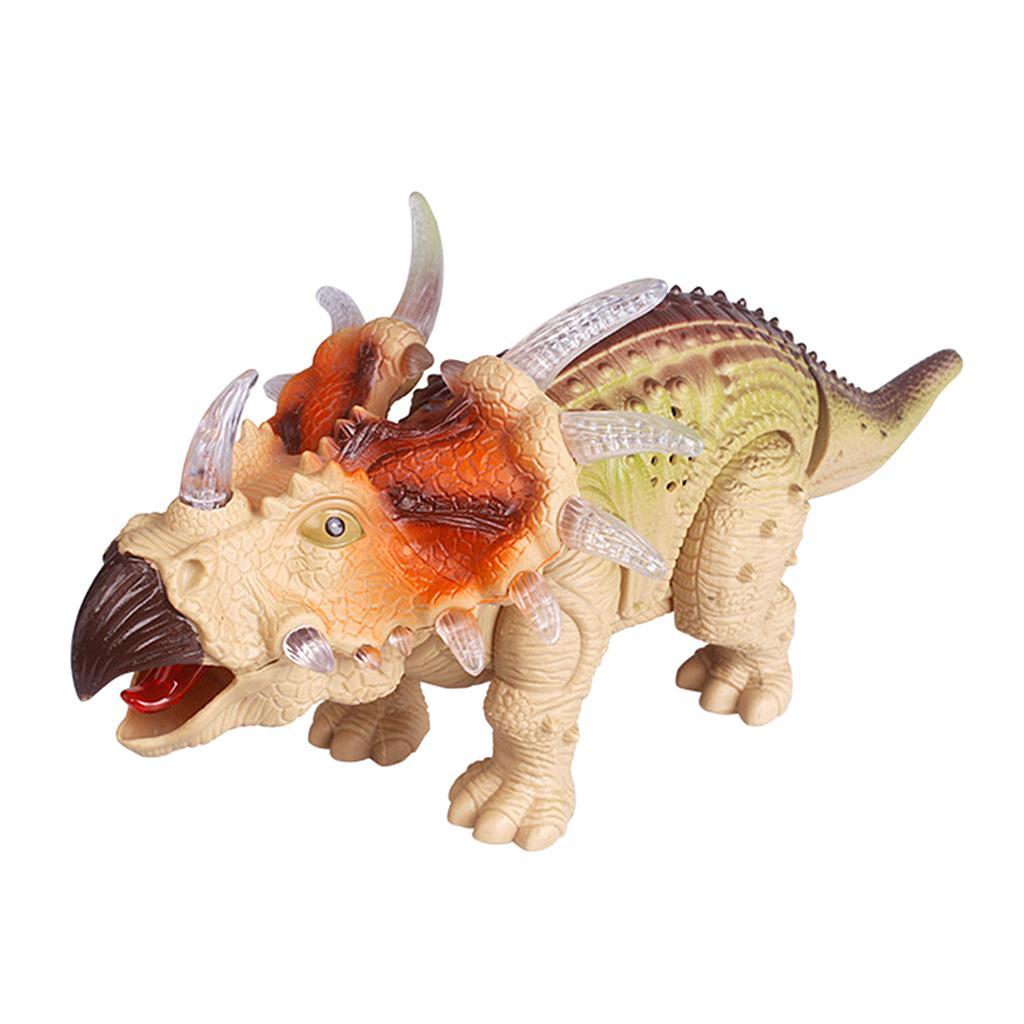 Simulation Walking Dinosaur Model Electric Toy with Light Sound Triceratops