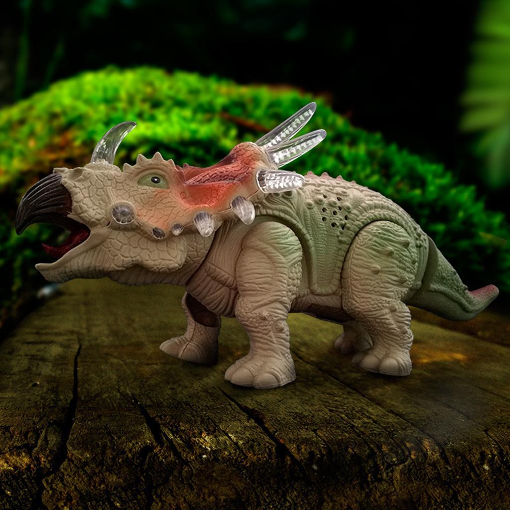Simulation Walking Dinosaur Model Electric Toy with Light Sound Triceratops
