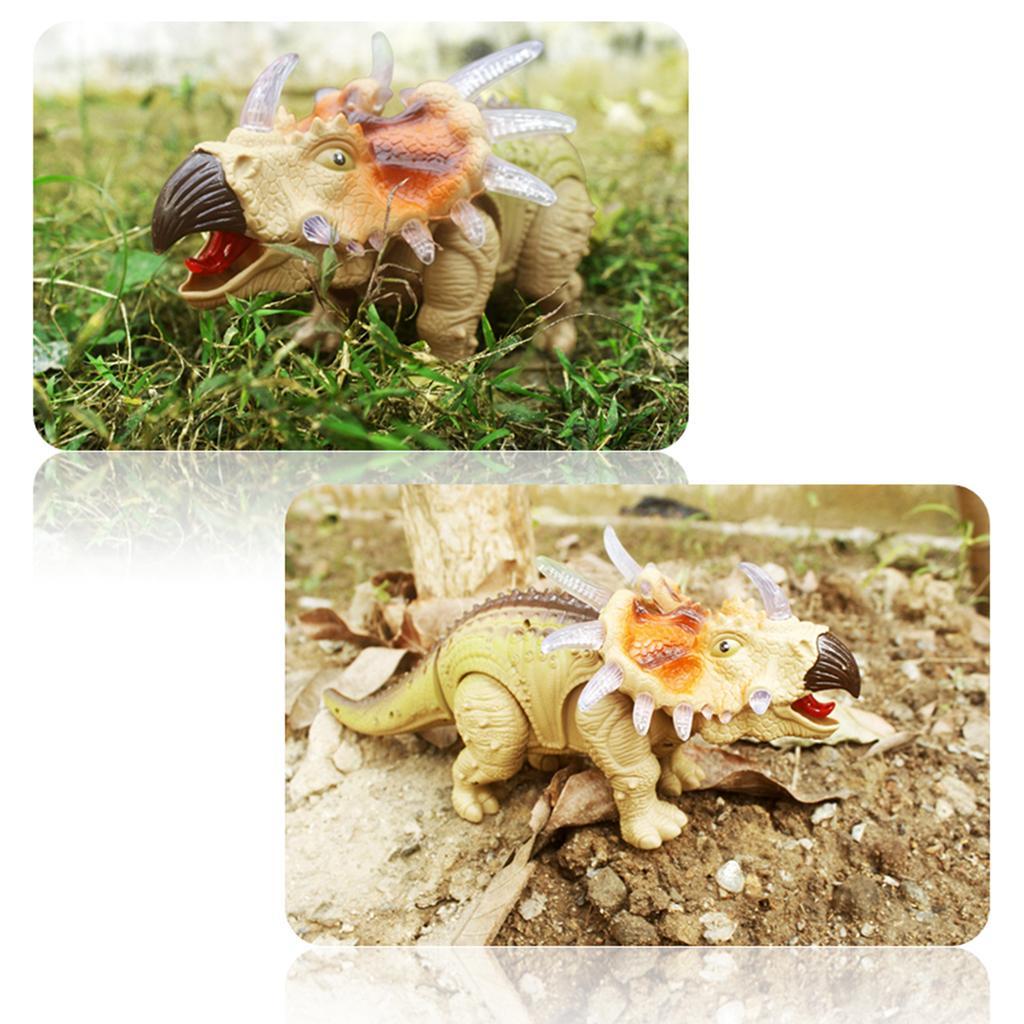 Simulation Walking Dinosaur Model Electric Toy with Light Sound Triceratops