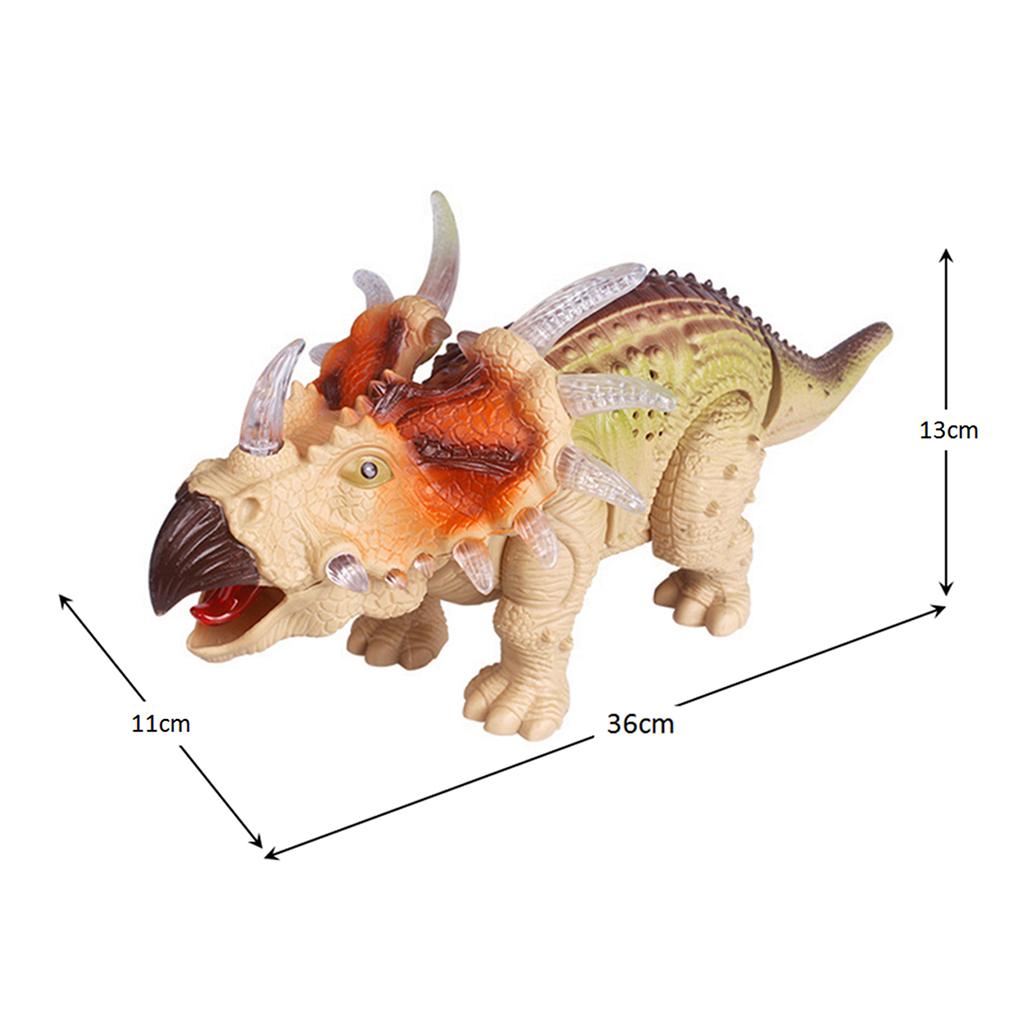 Simulation Walking Dinosaur Model Electric Toy with Light Sound Triceratops