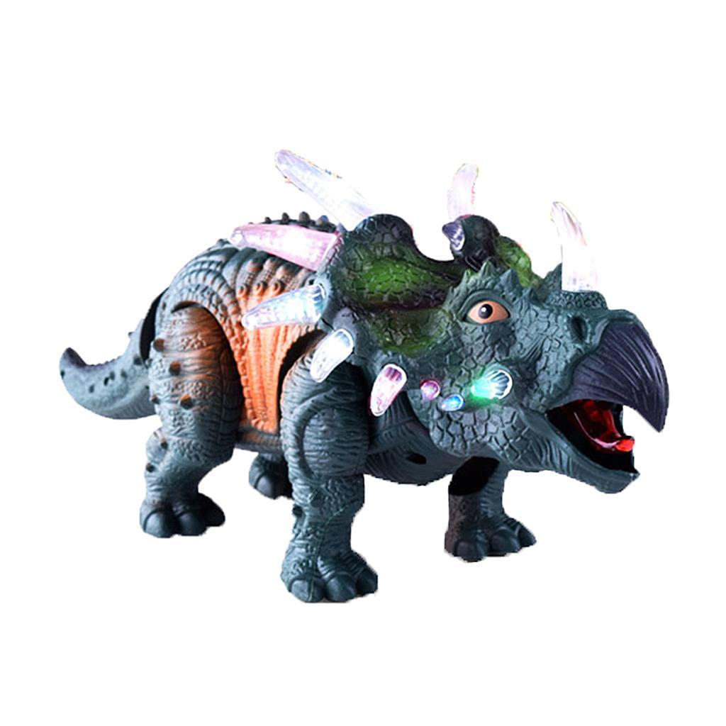 Simulation Walking Dinosaur Model Electric Toy with Light Sound Triceratops