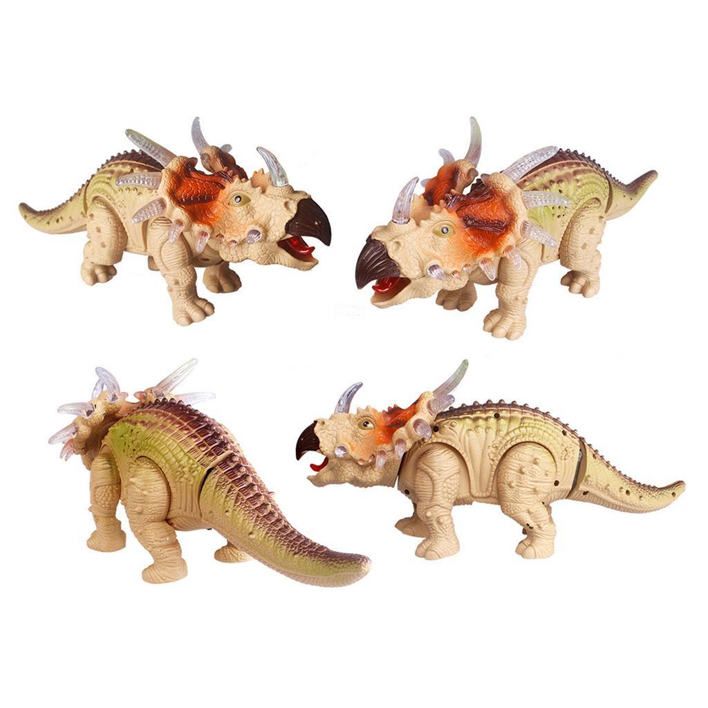 Simulation Walking Dinosaur Model Electric Toy with Light Sound Triceratops