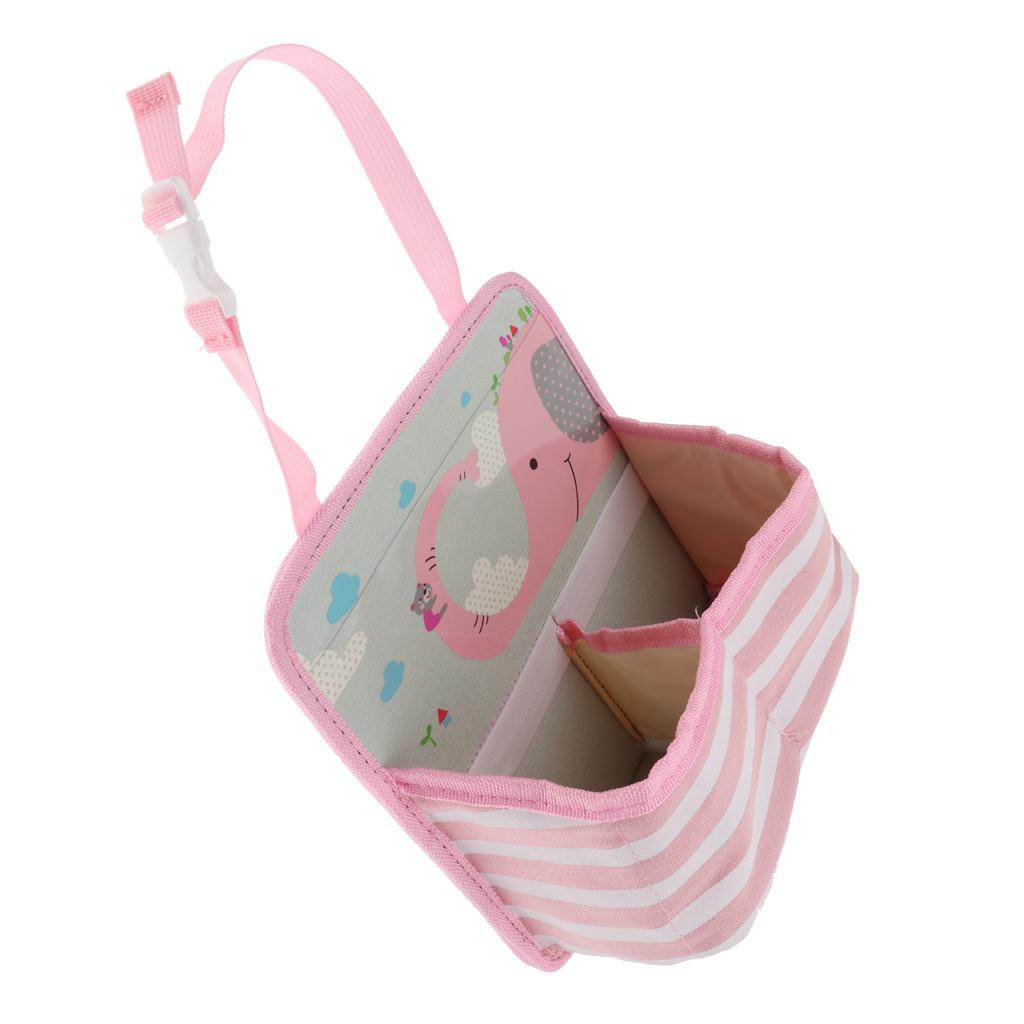 Car Back Seat Bag Organizer Storage Bottle Holder Multi-Pocket Pink Elephant